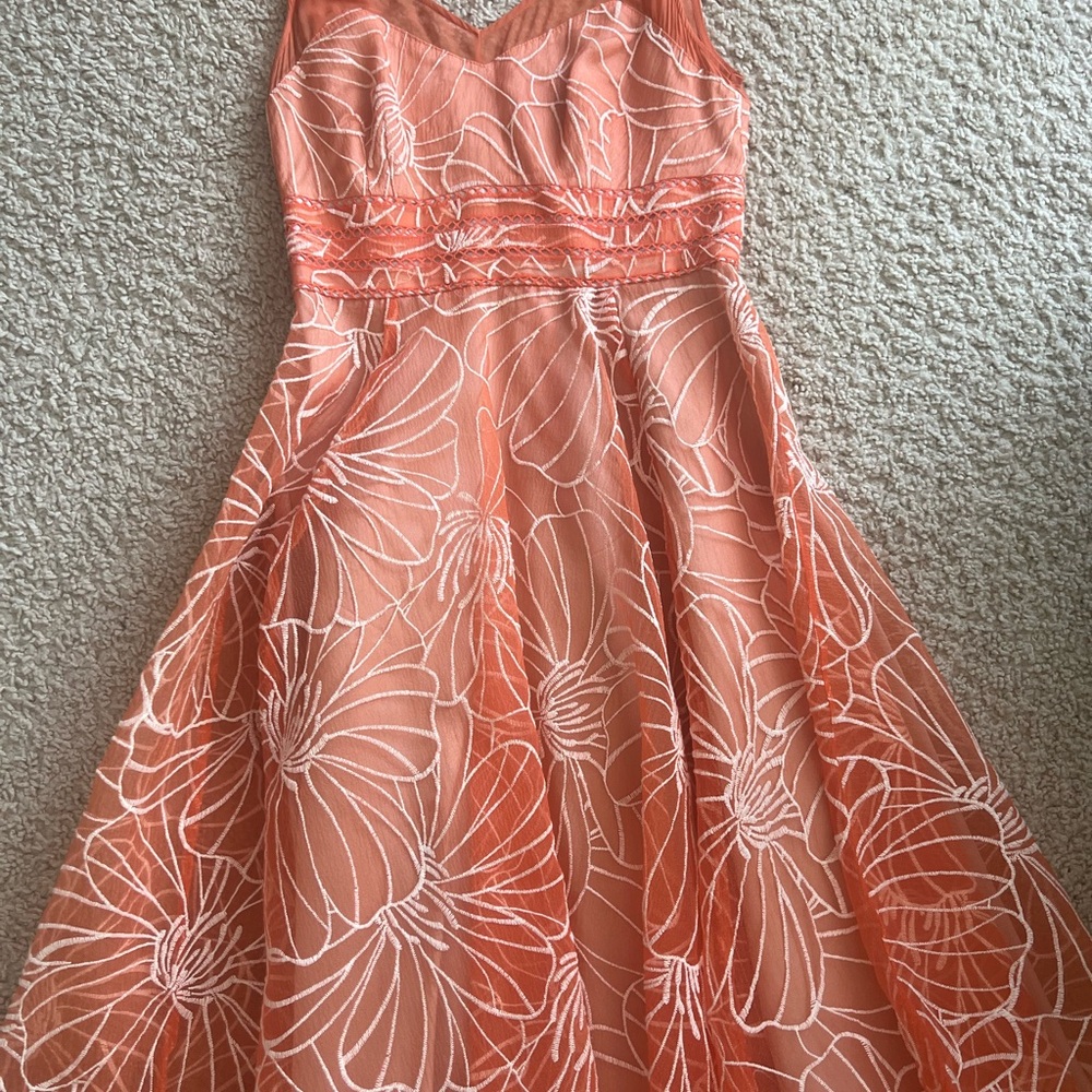Moulinette Soeurs Coral and White Floral Midi Dress